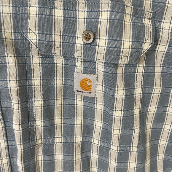 Carhartt Blue Check Plaid‎ Short Sleeve Button Down Y2K Mens Large Workwear - Picture 5 of 6